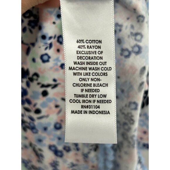 Crown & Ivy Womens Floral Sleeveless Shift Dress Sz L Blue Pink Cotton Blend - Picture 6 of 11